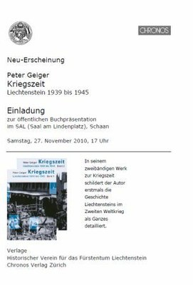 2010 Buchpräsentation Kriegszeit - Bild des Einladungsflyers