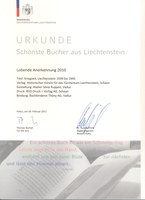 2011, 28. Februar - Prämierung «Kriegszeit» für «Schönste Bücher aus Liechtenstein 2010»